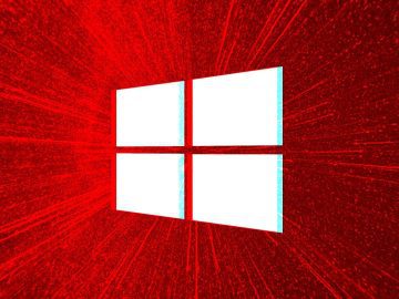 Windows logo over a red splash