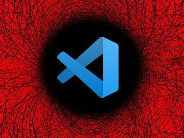 VSCode logo in a red vortex