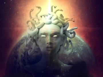 Medusa over a world