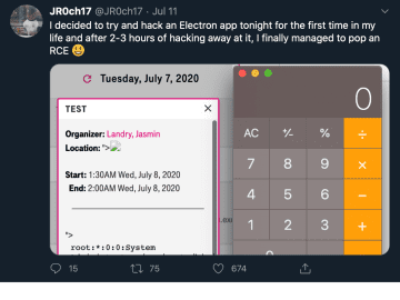 Electron Hack Tweet