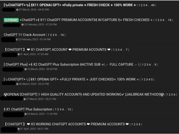 Trade of Stolen ChatGPT Premium Accounts