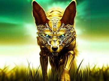 A golden jackal in the grass