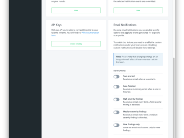 Adjust Detectify email notification settings for your scan profile