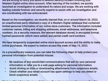 Western Digital store offline due to March breach