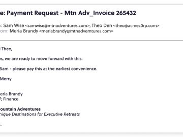 Fraudsters send fake invoice, follow up with fake exec confirmation