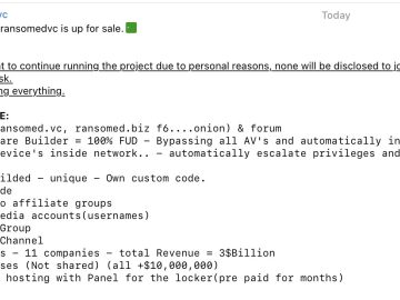 RansomedVC hacker group on sale