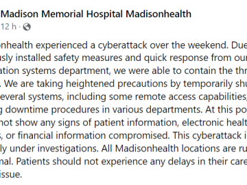 Madisonhealth cyberattack