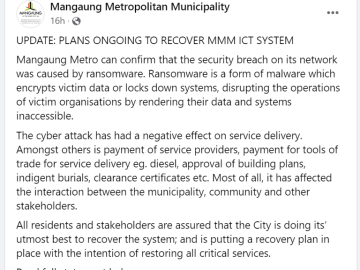 Mangaung Metro cyberattack