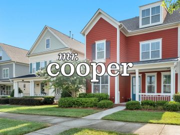 MrCooper logo over a neighborhood