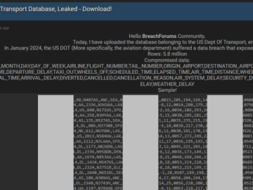 A threat actor known as IntelBroker has claimed responsibility for a major data breach targeting the United States Department of Transportation