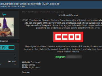 Comisiones Obreras data breach