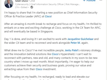 Cisco Names Sean Duca As APJC CISO Sean Duca