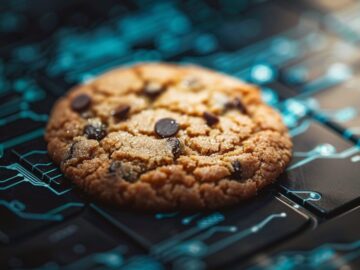 Cookie on a cybery background