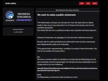 Brain Cipher Released Decryption Keys for Free, Apologies to Indonesia