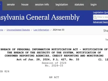 Act 33 Pennsylvania Law Data Breach