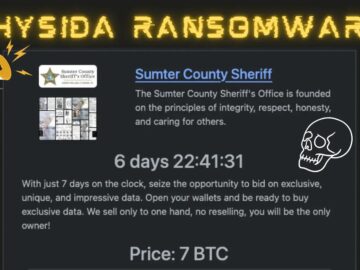 Sumter County Sheriff’s Office Systems Hit by Rhysida Ransomware