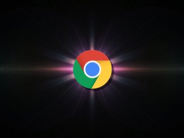 Chrome logo with a flare behind it