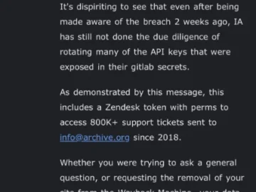 The Internet Archive breach continues