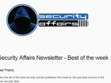 Security Affairs newsletter Round 495 by Pierluigi Paganini – INTERNATIONAL EDITION