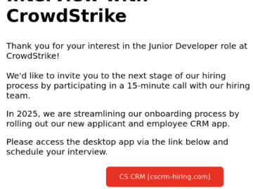 Phishers abuse CrowdStrike brand targeting job seekers with cryptominer