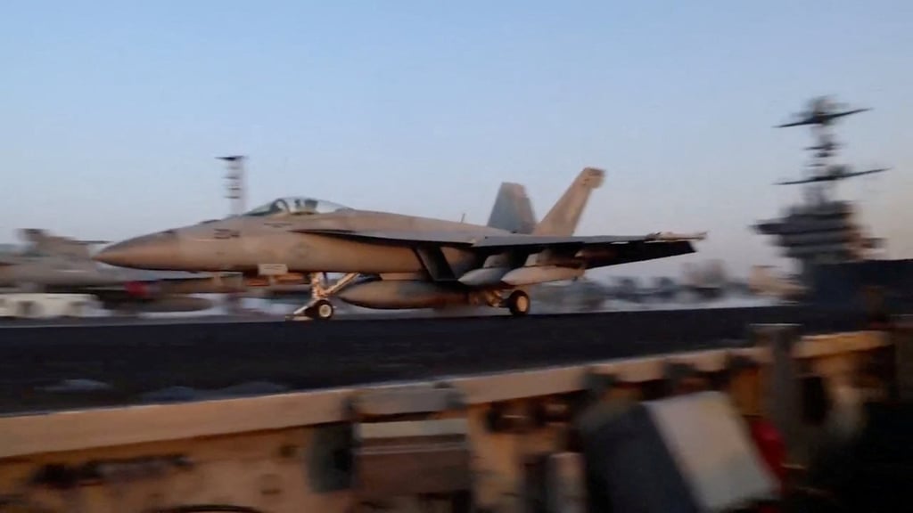 A fighter plane takes off for an operation against the Houthis. Photo: US Central Command via Reuters