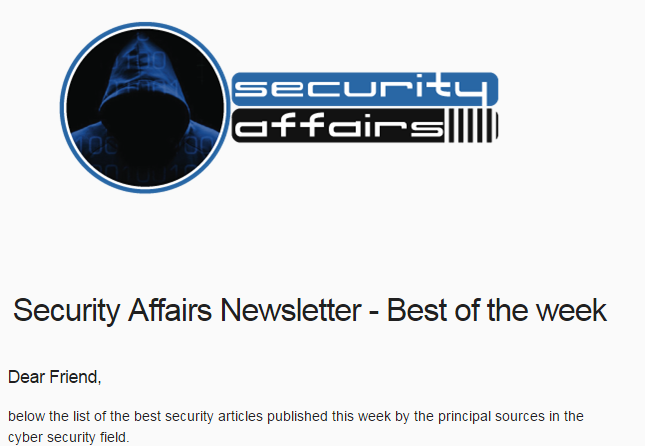 Security Affairs newsletter Round 549 by Pierluigi Paganini – INTERNATIONAL EDITION