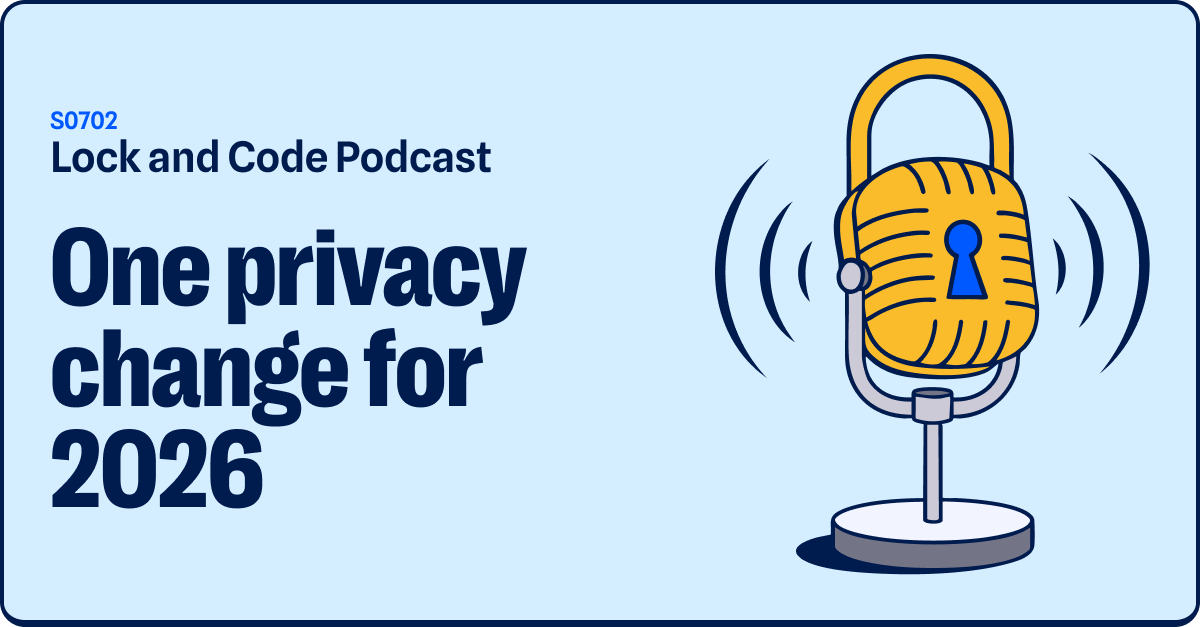 An illustrated padlock is mounted into a microphone stand with sound waves emitting from the device.